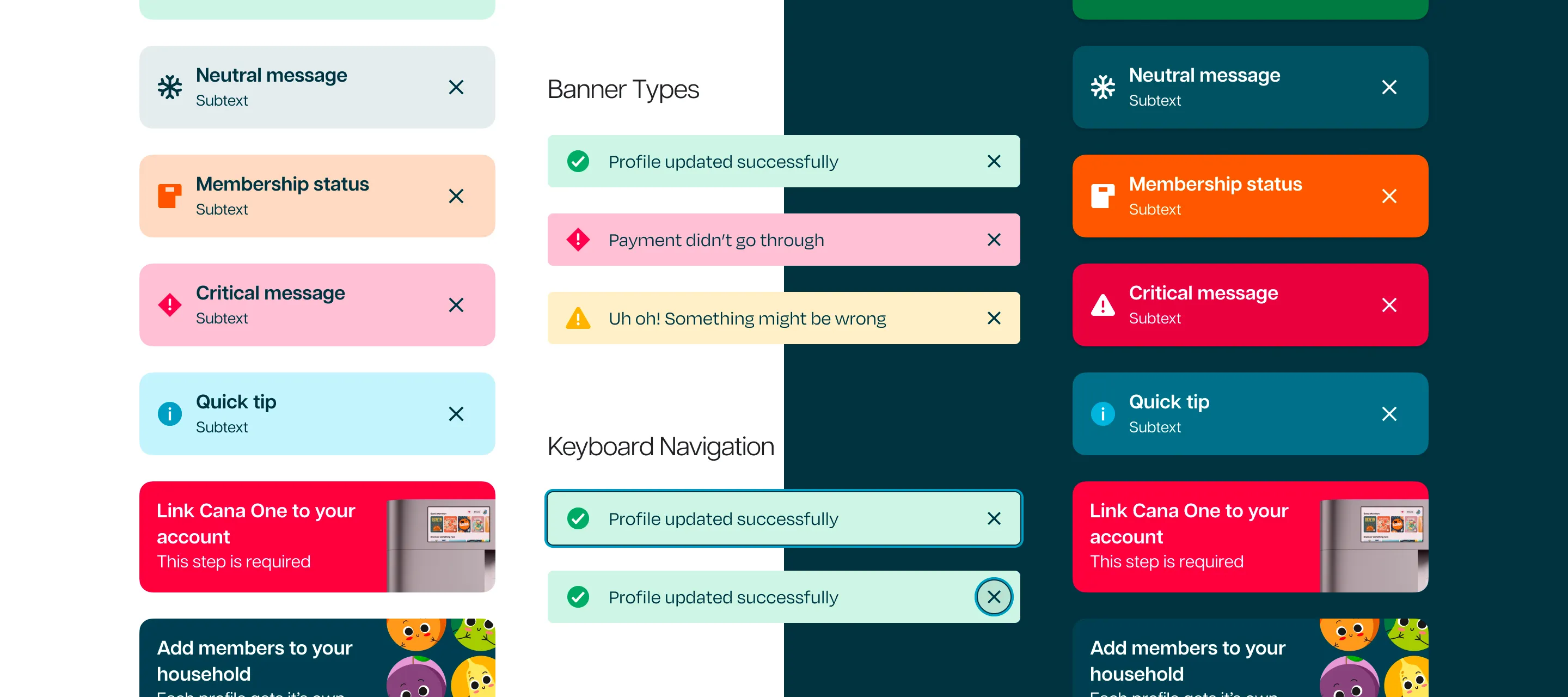 Banners and Notifications in the Cana Design System