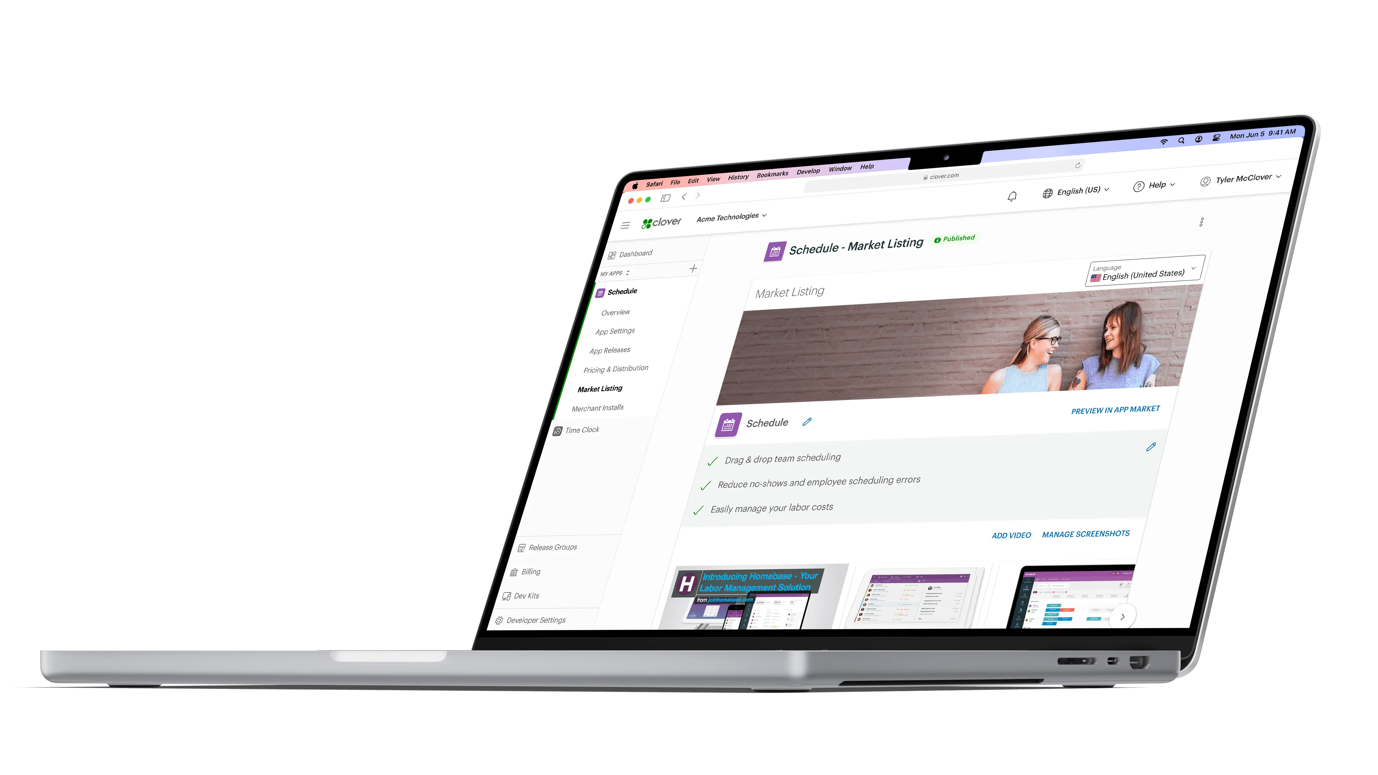 Macbook Pro - Developer Dasbhoard's Market Listing redesign