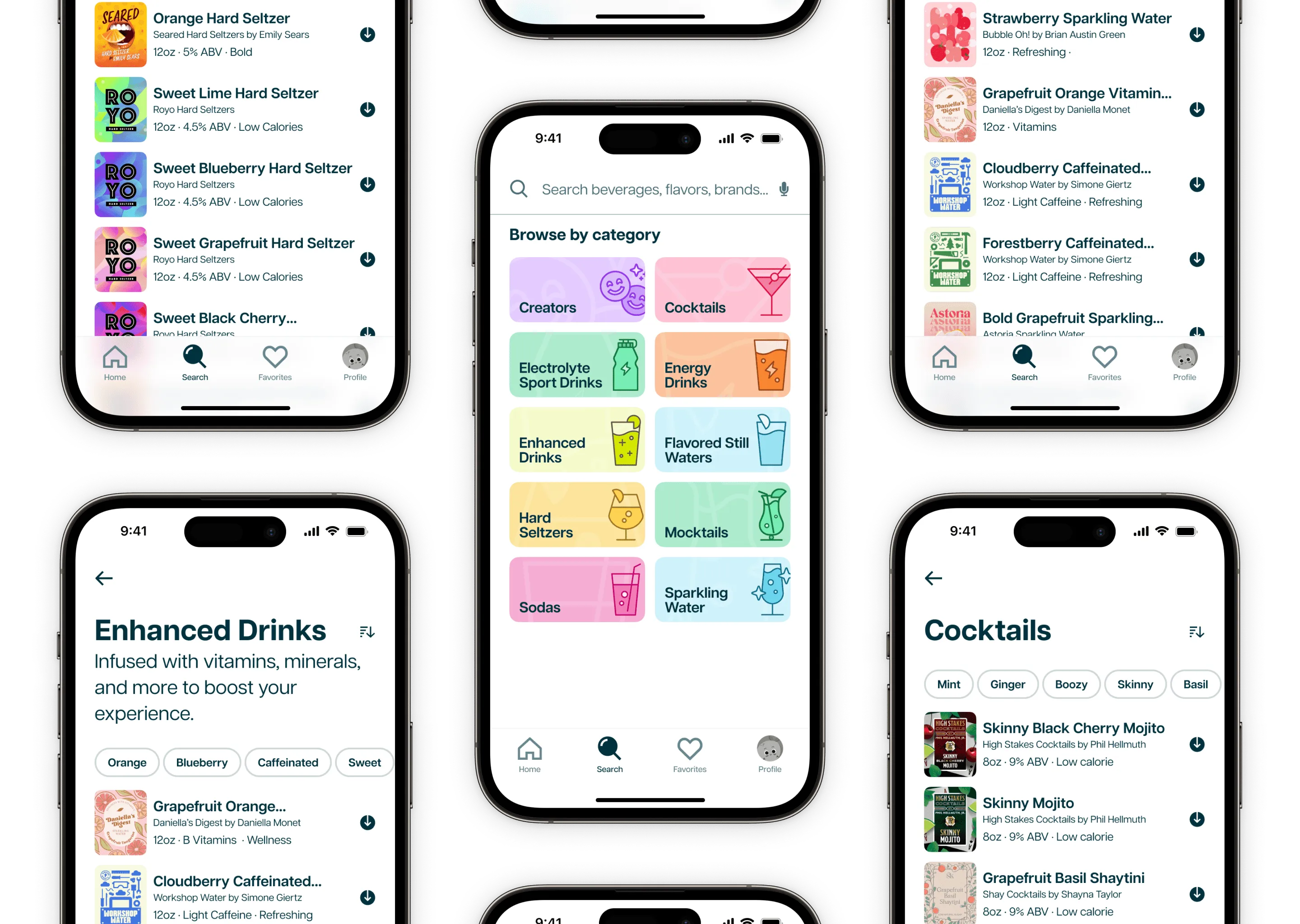 iPhone Grid with Category pages displayed
